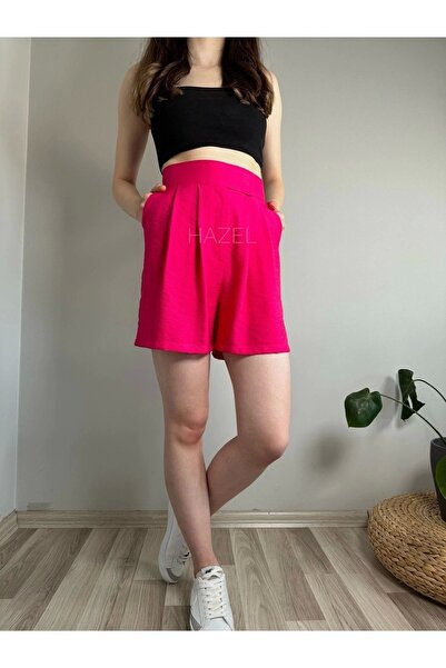 polle Visok struk Fuchsia Lan kratke hlače - čičak