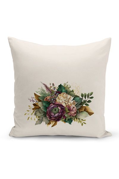 Bertille Home Flower/Vintage Series Double Sided Digital Printed 4-Piece Throw Pillow Case Set (Cushion Cover Set)