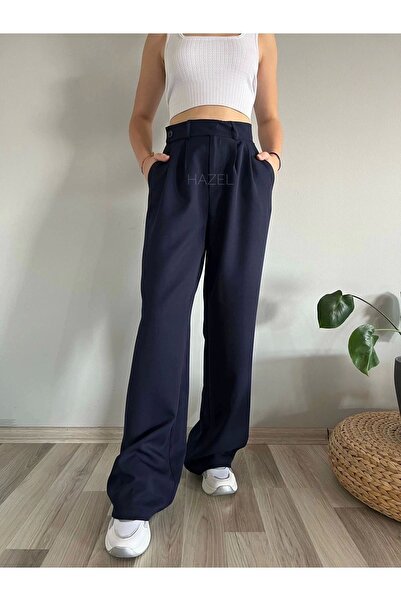 polle Pantaloni Palazzo Smart de damă bleumarin