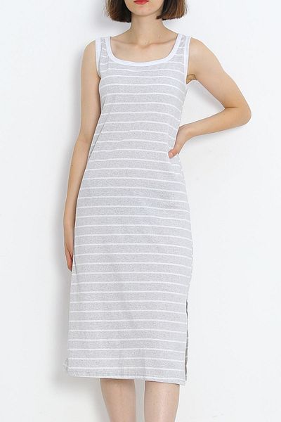 Moka Shopin Gray Striped MokaShopin Supreme Dress - 15922.1567