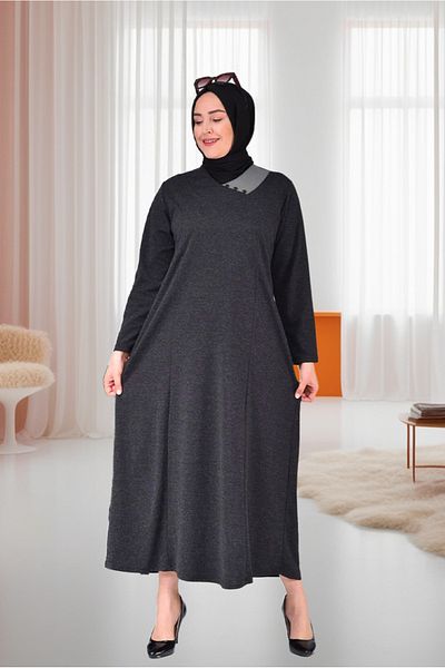 KURRA GİYİM Jacquard Honeycomb Fabric Breathable Plus Size Hijab Mother Dress
