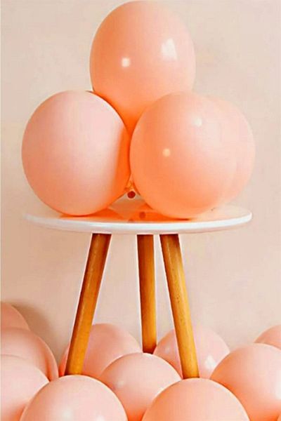asöy Macaron Salmon Balloon Chrome Gold Balloon Pastel Orange Balloon Chain set