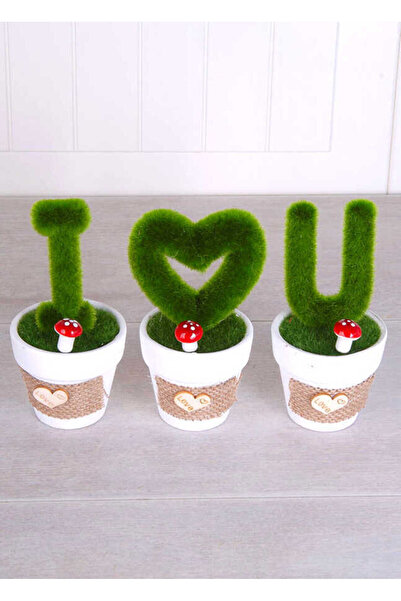 Yapay Çiçek Deposu Decorativ albastru cobalt ıda 3buc Love You Decor