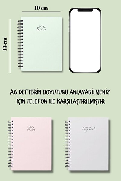 Craft Pastel Renkler 6'lı Spiralli Cep Boy , Not Defter Seti , A6 , 80 Sayfa , Çizgisiz , Okul Defteri