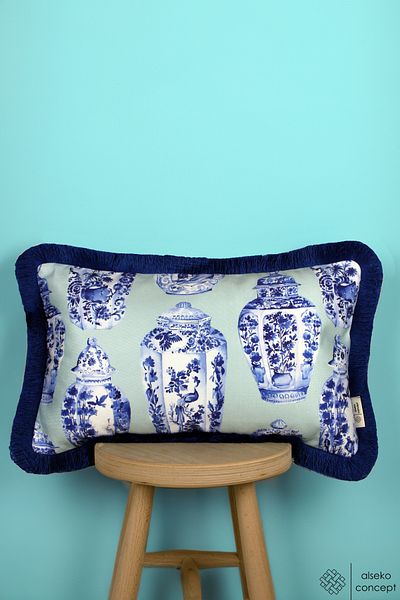 Alseko Concept 30x50 cm Husă de pernă decorativă cu smocuri și model de vază din gresie