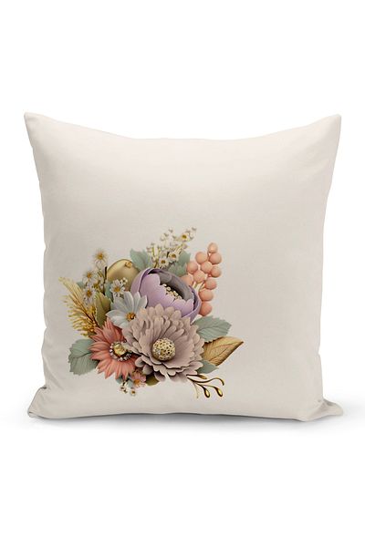 Bertille Home Flower/Vintage Series Double Sided Digital Printed 4-Piece Throw Pillow Case Set (Cushion Cover Set)