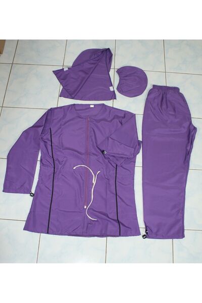 EL İŞİ Tesettür Mayo Çabuk Kuruyan Paraşüt Kumaş 4 Parça Rahat Kalıp