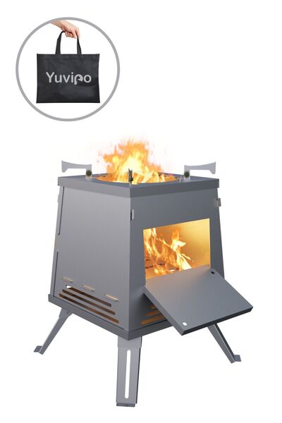Yuvipo Taşınabilir Çok Fonksiyonlu Çantalı Şiş Bölmeli Izgaralı Portatif Çelik Kamp Sobası