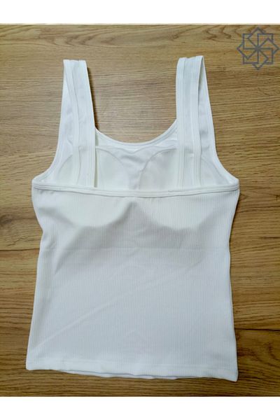 Adeniz 2 Pack White and Black Thick Strap Cotton-Lycra Women's Undershirt - Camisole with Chest Pad