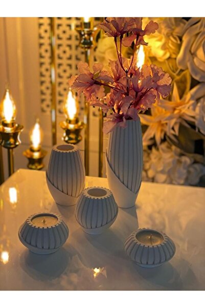 Atölye RS Set de vază și suport pentru lumânări decorativ din 5 piese R.S