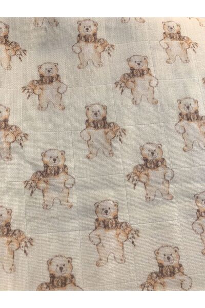 The Little Leo Teddy Bear Patterned Muslin Baby Blanket / Muslin Cloth / Muslin Blanket / Baby Blanket