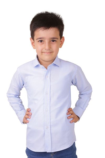 Butik Cămașă Oxford cu mânecă lungă albastru deschis pentru băiat