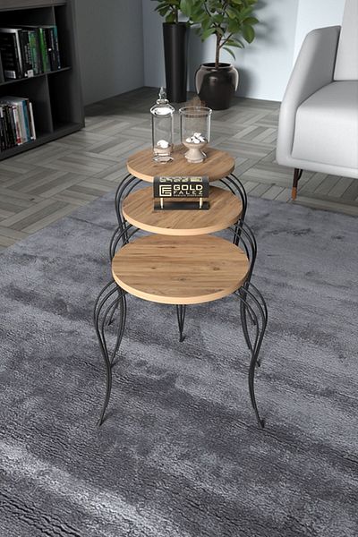 Golden Bark New Serving coffee Tables Set Of 3 Pieces, Add Elegance To Your Home, 38CM -  BROWN/BLACK