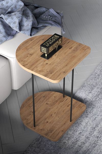 Golden Bark Laptop table, side service table with wheels Brown/Black