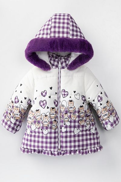 PODIUM GYM Bear Printed - Cute Winter Coat με λεπτομέρεια βολάν