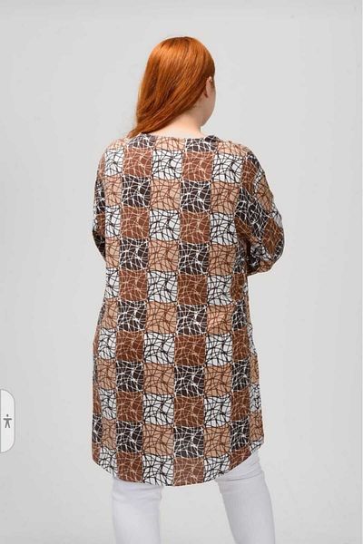 Freeista Plus Size Brown Tunic with Tassel Detail