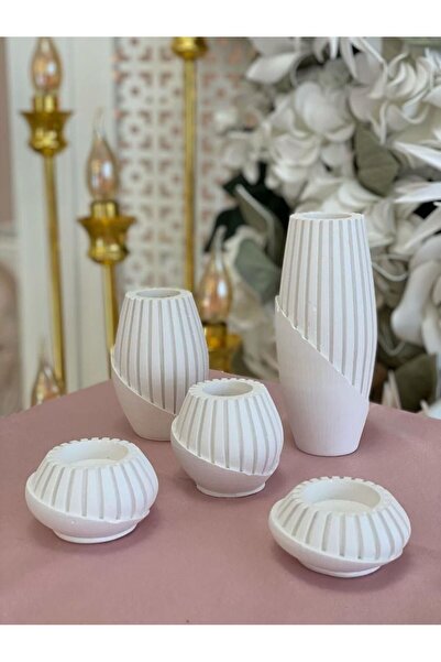 Atölye RS Set de vază și suport pentru lumânări decorativ din 5 piese R.S