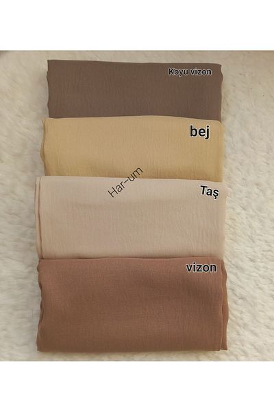 Trablus Hijab Women's Cotton Jazz Shawl Model - Set of 4 Stone, Beige, Mink, Dark Mink