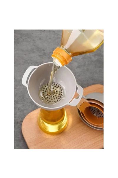 ŞAKİLATA CONCEPT Practical 4-Piece Funnel Set - 3 Different Size Funnels with Strainer and 1 Strainer