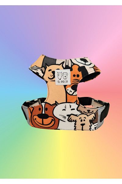 Oli and Lui Dog Patterned Chest Collar