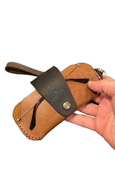 MAT Deri Genuine leather Glasses Case - Sun Case with Wrist Strap