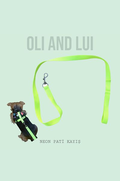 Oli and Lui Neon Paw Green Dog Walking Strap