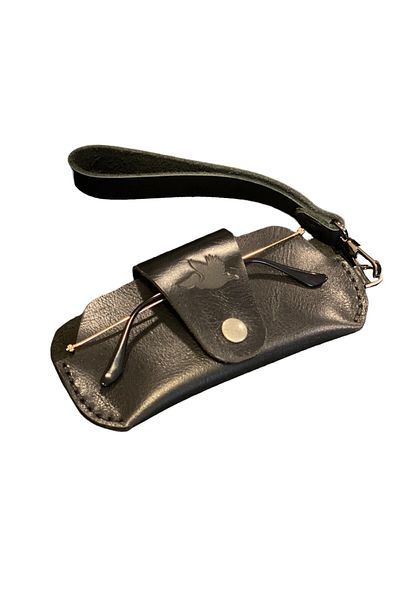 MAT Deri Genuine leather Glasses Case - Sun Case with Wrist Strap