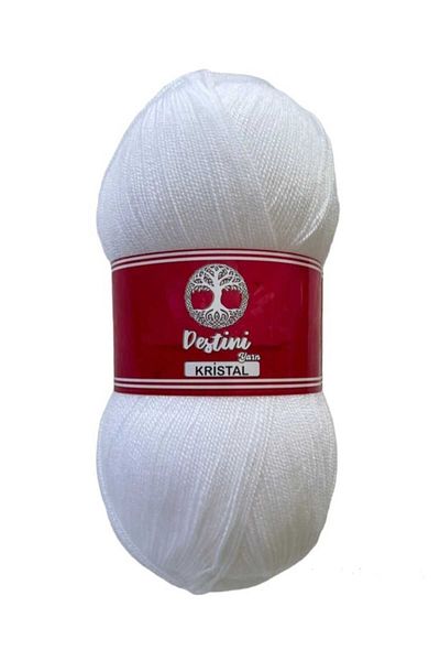 destini Crystal White Fiber Floss 1 Piece 100 gr 475 Meters Bonbon Spit 3-3,5 Crochet 3.5 No