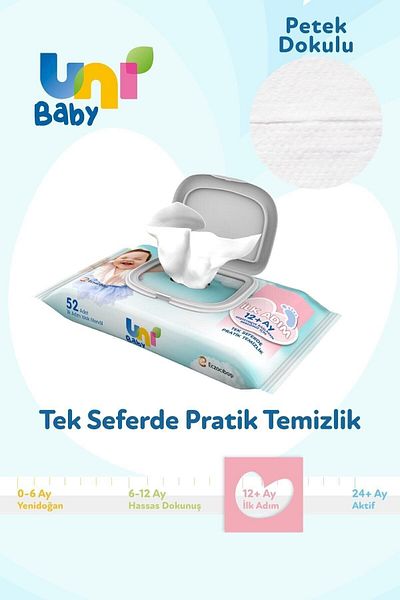 Uni Baby First Step Wet Wipes with Cover 12 Pack 624 Sheets