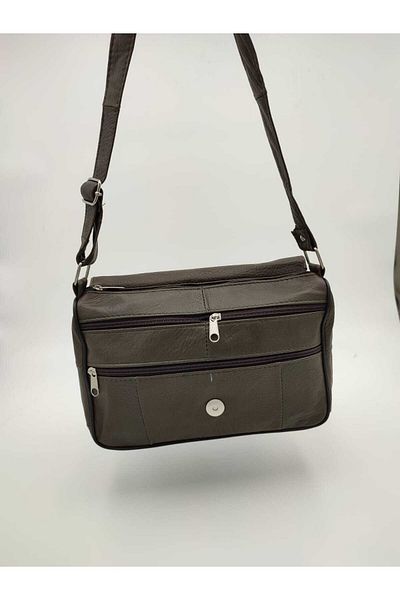 Erzeno Khaki Green Genuine Leather Crossbody and Shoulder Messenger Bag