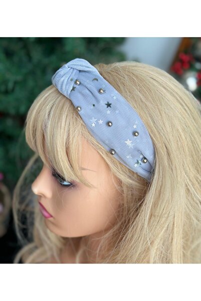 Queen Nelly Coroană pentru femei și copii, cu model de stele și mărgele de perle, gri argintiu, cu burete