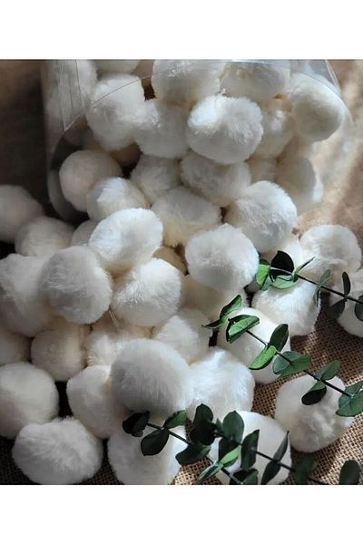damlakids 20 Pieces Rabbit Pompom Fur Ecru 5 Cm
