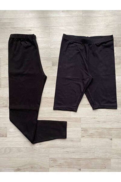 VicTroy 2 ΤΕΜ Μαύρο Βαμβακερό Lycra Μακρύ και Κοντό Γυναικείο Καλσόν και Σορτς