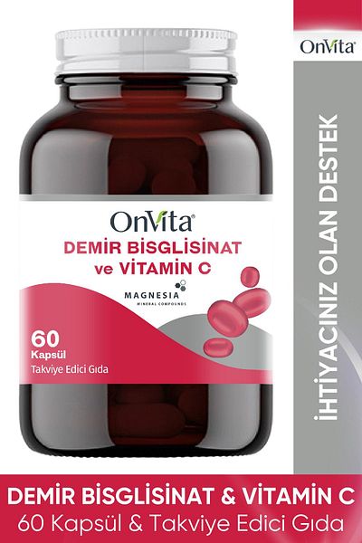 Onvita 60 Capsules Iron Bisglicinate and Vitamin C Tablets