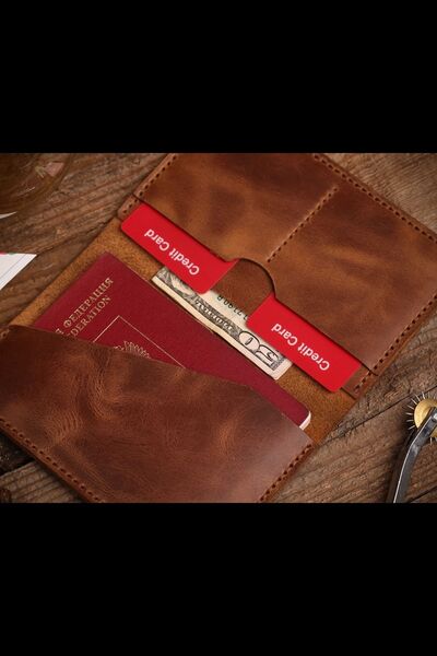 Lost Slope Leather Passport Wallet - Real Leather & Handmade