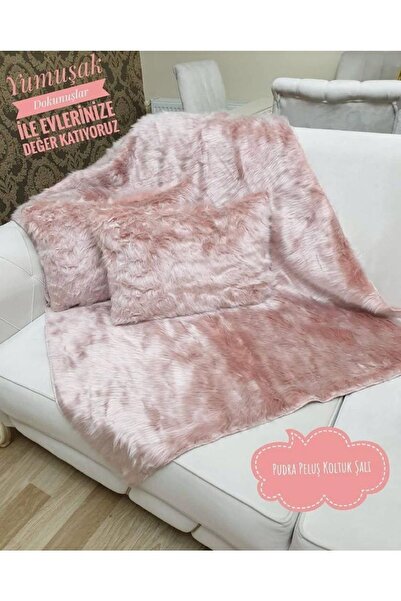YILMAZHOME Peluş Koltuk Şalı - Pudra