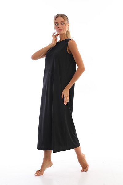medipek Schwarzes, ärmelloses Kleid mit Unterrock