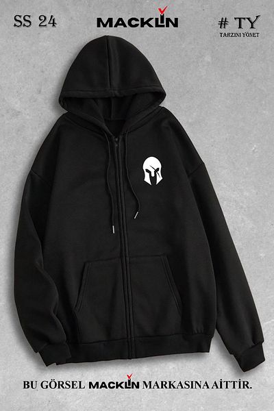 macklin Unisex Hooded Warrior Helmet Φούτερ με φερμουάρ Fleece Jacket