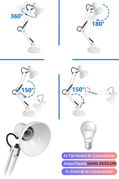 ALASTOR Masa Lambası Akrobat Yaylı Metal 360° Açılı Ayarlanabilir Hareketli Çalışma Masası Lambası