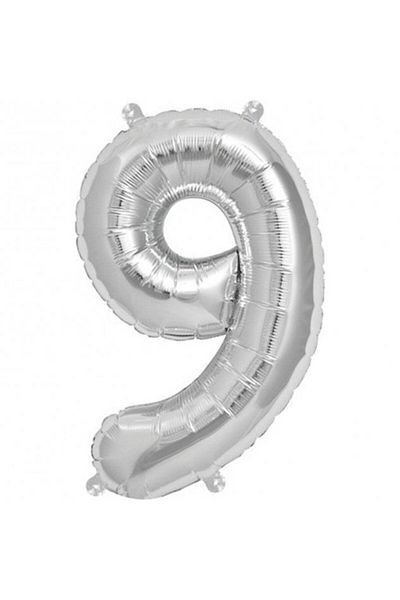 Bakırköy Parti malzemeleri Silver Foil Balloon Number 9 100 cm x 100 cm