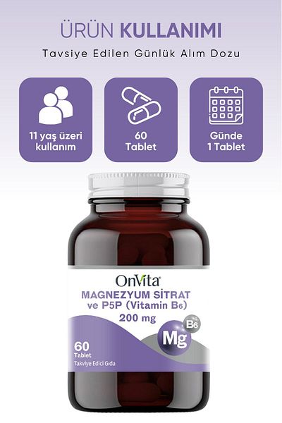 Onvita 200 Mg Magnesium Citrate and P5p Vitamin B6