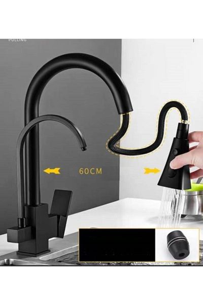 OEM Kitchen Sink Faucet with Dual Flow Water Purification Outlet Black 3 Functions Imported