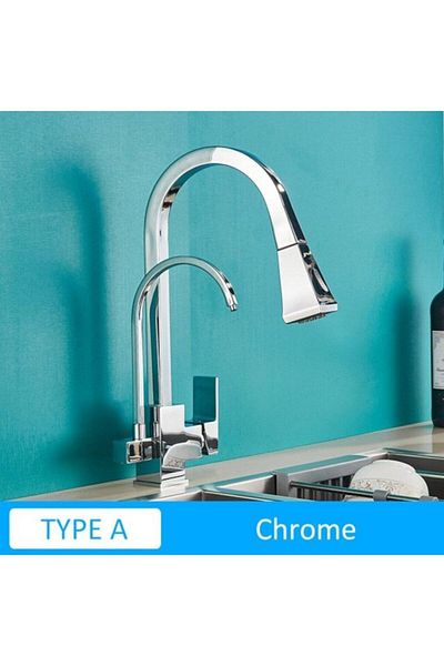 OEM Kitchen Sink Faucet Dual Flow Water Purification Outlet New Design Chrome Spiral Imported