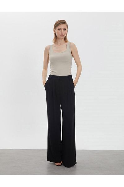 Nurs Black Crepe Palazzo Trousers