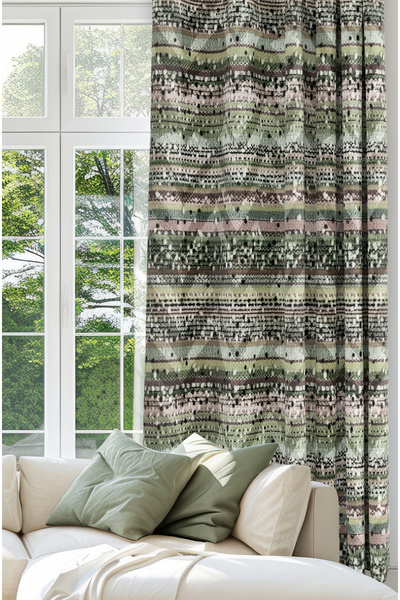 CANİLA Dijital Baskılı Fon Perde Tek Kanat 140 X 270 Cm Kenar Katlamalı Dikişli