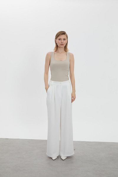 Nurs Ecru Crepe Palazzo Trousers