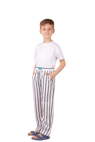 Butik Unisex White Striped Children's Trousers/Pajamas
