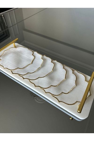 LİNDA MİA Servetel Cocktail Brodat Etamin Potrivit pentru Broderie, 6 Bucati