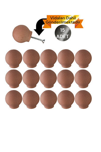 Vera Hediyelik Eşya 15 Adet Küre Ahşap Kulp Lüks Country Mutfak Mobilya Dolap...