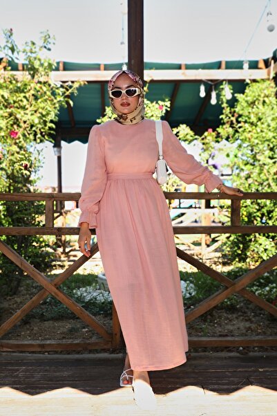 Moda Lippa Rochie de muselină pudră cu brâu